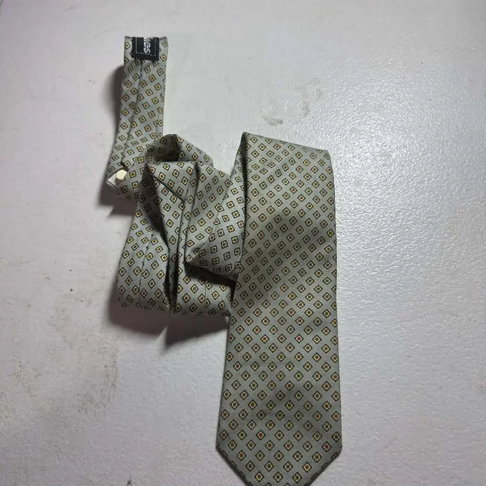 Vintage SAS Light green etienne aigmer Patterned Silk Blend Necktie